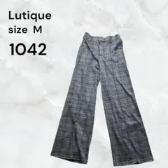 Lutique チェック柄 ワイドパンツ Mサイズ グレー　長ズボン　古着