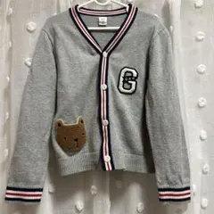 GAP グレー カーディガン クマ刺繍付き
