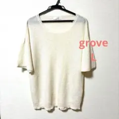 フレア袖五分袖シアーニット grove アイボリー　ホワイト ドロップショルダーのサムネイル