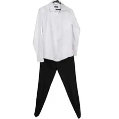 男の子 160 フォーマル 2点セット 白長袖シャツ 黒ロングパンツ