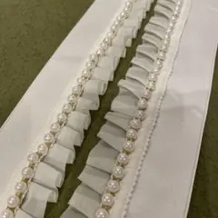 重ね衿　パール　クリームレース　成人式　振袖　卒業式　袴　伊達襟　重ね襟　襟飾り