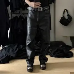ブラックレザー パンツ