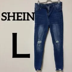 SHEIN スキニーデニム 【Lサイズ 】ダメージ加工