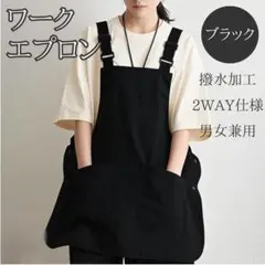 ワークエプロン 2WAY 男女兼用 撥水 アウトドア 保育士　ブラックのサムネイル