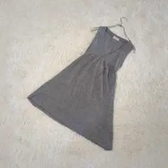 【ビームスボーイ】ノースリーブ　Vネック　チュニック　グレー　背面リボン