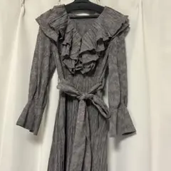 SNIDEL ボリュームフリルジャガードドレス　0