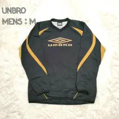 UMBRO メンズ M ピステ ブラック ゴールド Vネック 長袖 サッカー