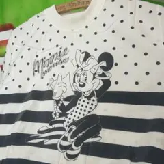 80s vintage Disney ミニーマウス ボーダー DOT Tシャツのサムネイル