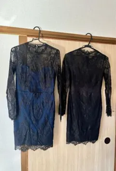 【2着セット☆】キャバドレス ネイビー レース 長袖