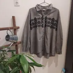 Studio　CLlP　長袖黒白チェックシャツ
