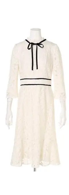 Apuweiser-richeボウタイリボン 総レース ワンピース