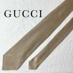 GUCCI グッチ　ネクタイ シルク100% ゴールド系 総柄 高級感 ビジネス
