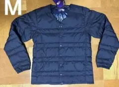 ノースフェイス ノーカラーダウンジャケット ダウンカーディガン 紺色M