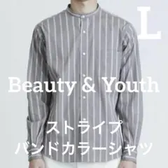 Beauty & Youth ストライプバンドカラーシャツ　ブラウン　L