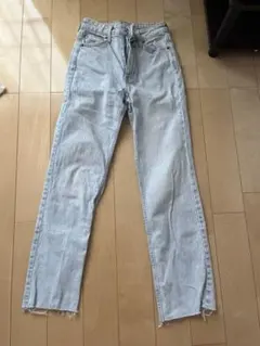 H&M ハイウエスト ストレートデニムパンツ　低身長デニム