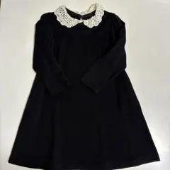 黒　レース襟Aラインワンピース　110cm 襟取り外し可能