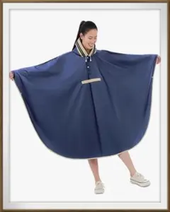 レインポンチョ 自転車 レディース しっかり生地 収納袋つき ネイビー