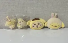 サンリオ×ちいかわ　ポムポムプリン×うさぎ　　ヘアクリップフロッキーマスコット