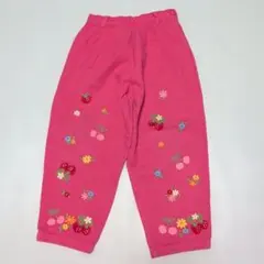 【平成レトロ】110★メゾピアノ★いちごチェリーお花刺繍！コットンパンツ★ピンクのサムネイル
