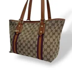 グッチ トートバッグ シェリーライン GGキャンバス レザー 肩掛け チャーム