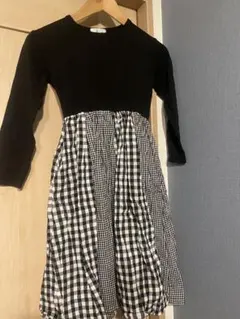 BOBO KIDS 黒・白チェック ワンピース