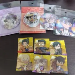 名探偵コナン缶バッジ新品未開封4点&ハンズ名探偵コナン特製ステッカー6枚