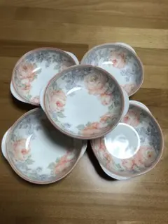 バラの花柄皿 5枚セット