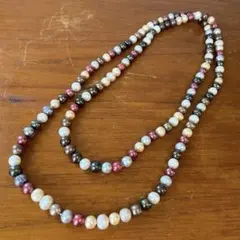 マルチカラー　パール　ネックレス　ロング
