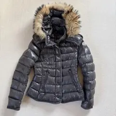 MONCLER ブラック ダウンジャケット フード付き　0サイズ