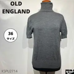 OLD ENGLAND ハイネック サマーニット 半袖 ウール グレー 36のサムネイル