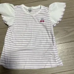 any FAM ストライプ フリル袖 Tシャツ 110