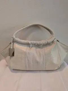 【FURLA】本革レザー コンビデザイン ハンドバッグ アイボリー 伊製