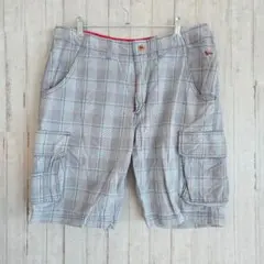 モダンアミューズメント チェック柄 ショートパンツ メンズ カーゴ 綿100 夏