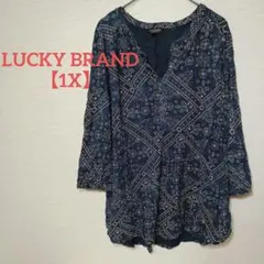 LUCKY BRAND【1X】 ボヘミアン風チュニック ネイビー春秋