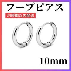 フープピアス シルバー ステンレス 10mm 2個 メンズ レディース