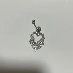 ハート型ビジュー付きボディピアス　へそピ