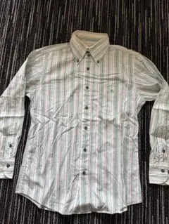 バーバリーブラックレーベル　長袖シャツ　ストライプ　ボタンダウン　刺繍ホース　2