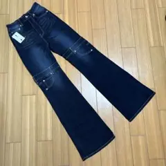 EMODA スーパーハイウエストフレアパギンス インディゴブルー S - メルカリ