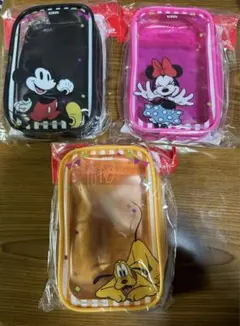 ディズニーデザイン　キーチェーン付きクリアポーチ　3つセット