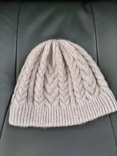 ケーブル編みニット帽 ベージュ