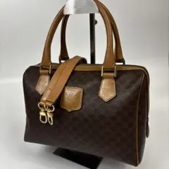 セリーヌ マカダム柄 ハンドバッグ ミニボストンバッグ PVC レザー 2way