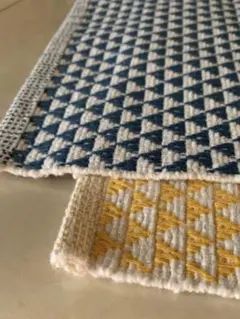 青と黄色の幾何学模様 ランチョンマット 2枚セット