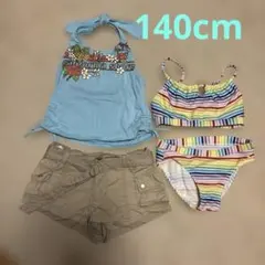 140cm 水着セット 花柄タンクトップとショートパンツ