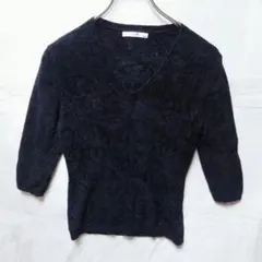 23区 Vネック 七分袖 ニット シンプル ベーシック ブラック