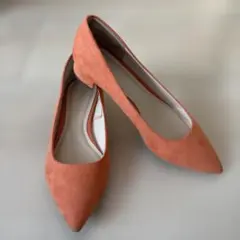 新品未使用GU23cmオレンジスエードフラットシューズ