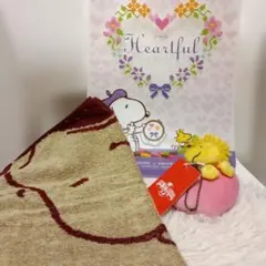 スヌーピータオルとマスコット、ファイルのセット