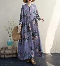 花柄ワンピース 体型をカバー 着痩せ効果 エレガント 綺麗め ロング丈 切り替