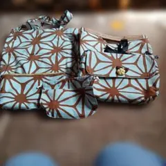 ハンドメイド幾何学模様のコットン製トートバッグ6点セット