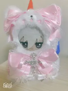 ぬい服ちびぐるみ10cm 可愛いレースリボンお姫様十字おすわり猫ちゃん着せ替え服