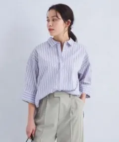 green label relaxing ストライプ ドルマン シャツ